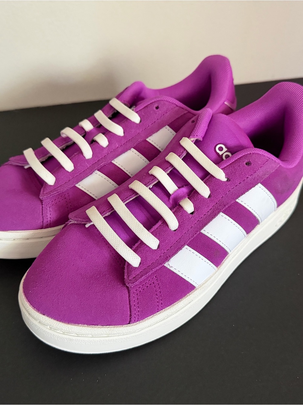 adidas Purple Suede Sneakers with White Stripes - Picture 2 of 8